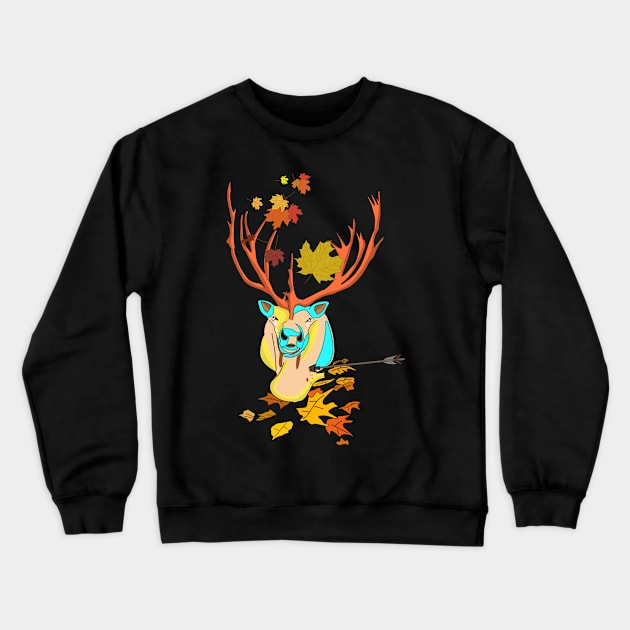 Caribou leaf autumn Crewneck Sweatshirt by Sshirart